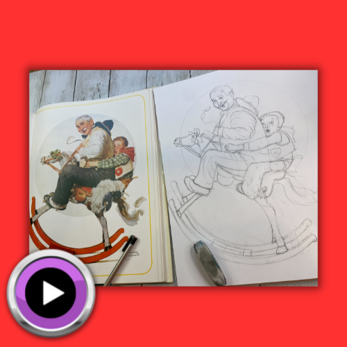 Norman Rockwell Christmas Drawing Lesson Part 1 with Karen Campbell Artist in the Fun Fab Drawing Club