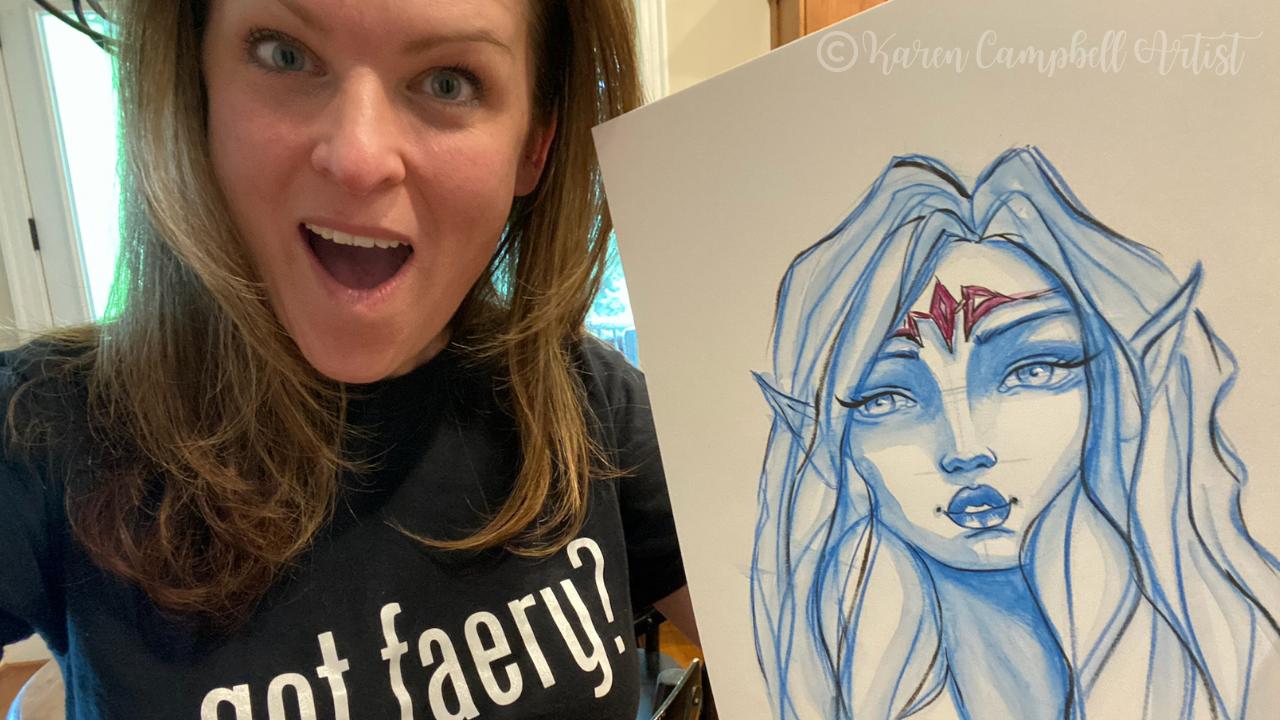 EASY Fairy Drawing in Watercolor Pencil with Karen Campbell [Week 2  #50FunFabFaries Challenge] - KAREN CAMPBELL, ARTIST