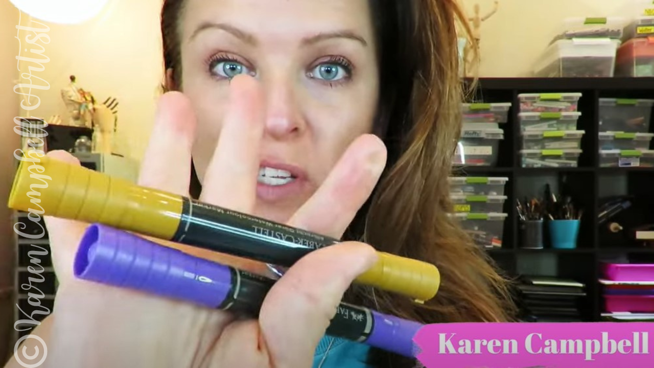 ECOLINE BRUSH PENS: Demo, Review & Mixed Media Portrait with Karen Campbell  
