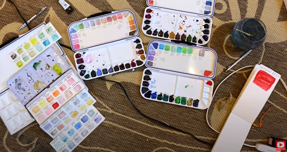 Watercolor paint handmade travel palette tin - 18 whole pans of your  choice, water brush included