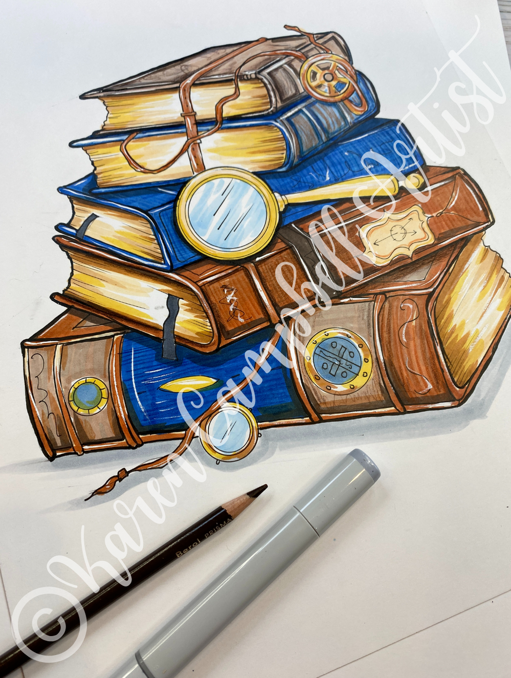 How to Draw a STELLAR Steampunk Still Life of Old Books with Karen Campbell Artist in the Fun Fab Drawing Club