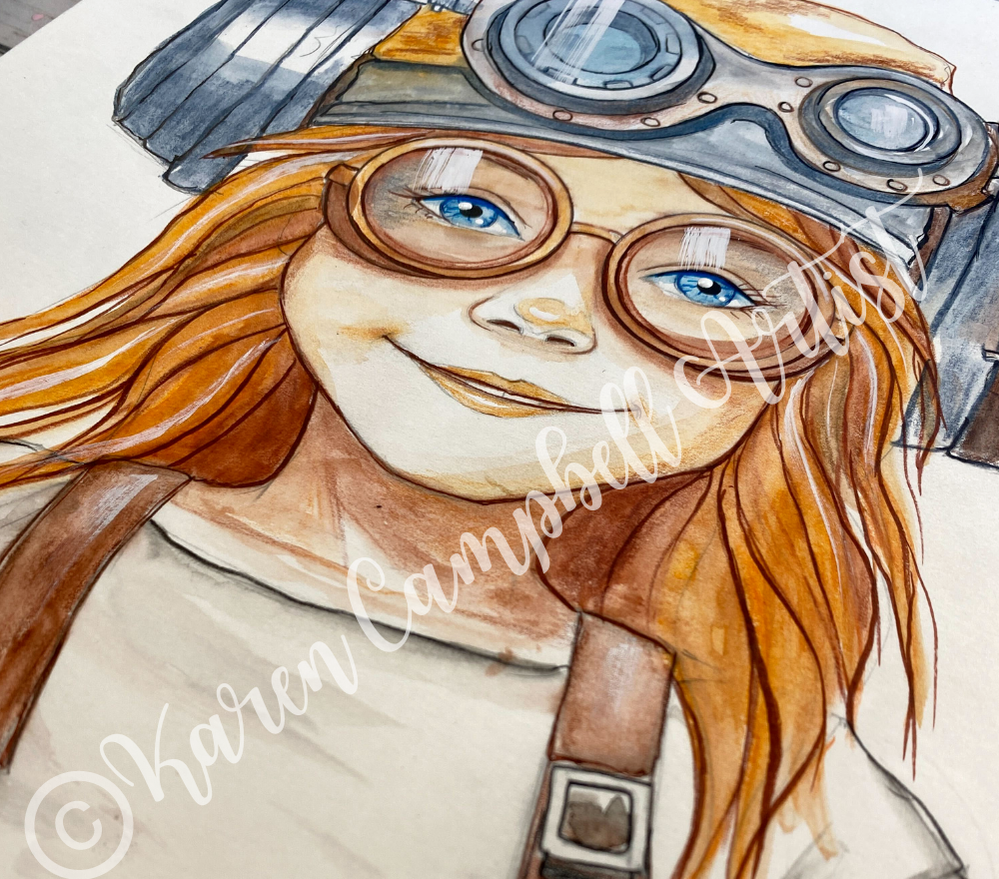 SASSY Steampunk Kid's Face Drawing Online Art Lesson with Karen Campbell Artist