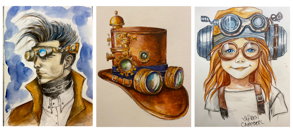 MORE Steampunk Drawing Projects Coming in March from Karen Campbell Artist for the Fun Fab Drawing Club