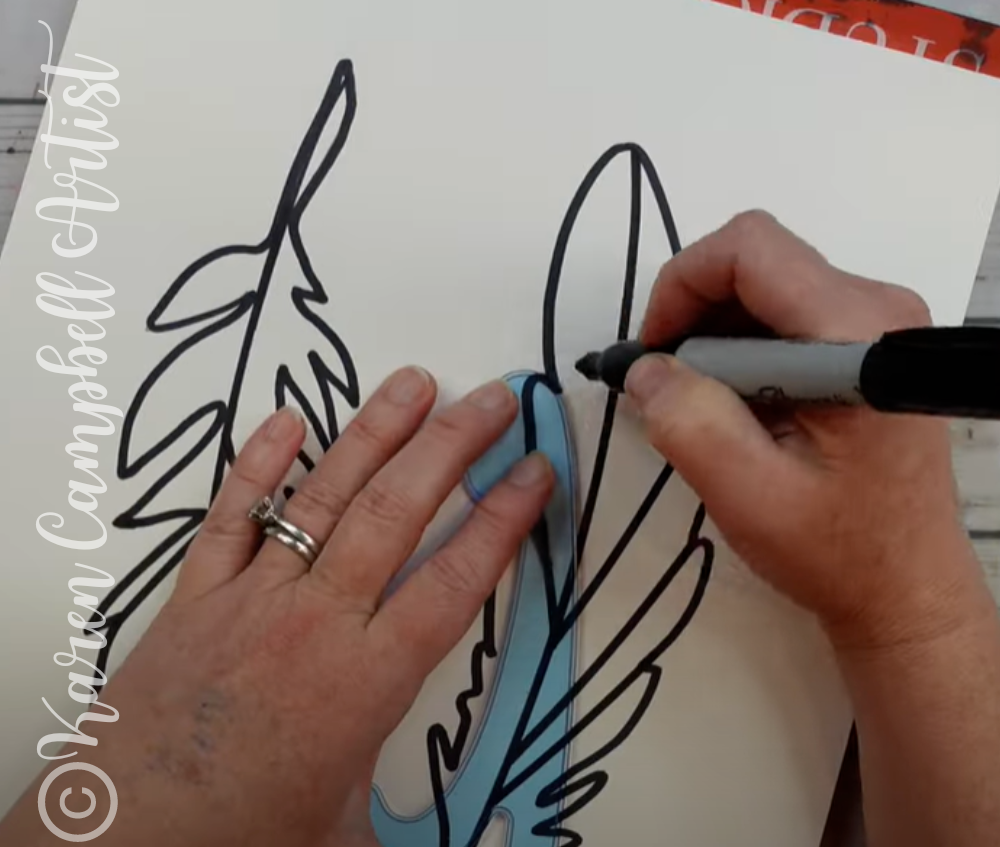 How to Create Zentangle Feather Designs Using a Stencil for Beginners with Karen Campbell Artist