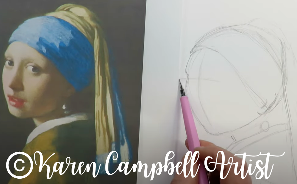 How-to-Draw-a-Fun-Fab-Version-of-Vermeer's-Girl-With-A-Pearl-Earring-with-Karen-Campbell-Artist