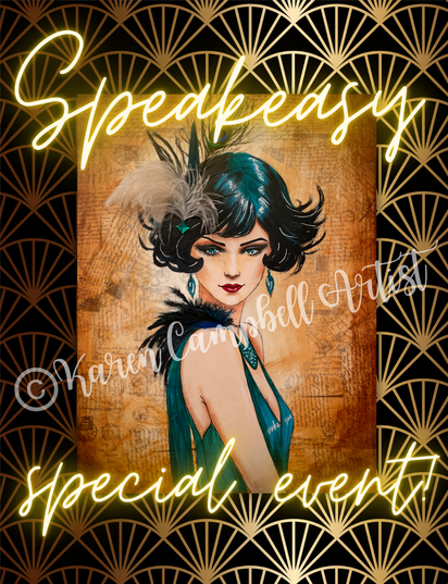 How to Paint an Art Deco Inspired Mixed Media Girl LIVE with Karen Campbell Artist