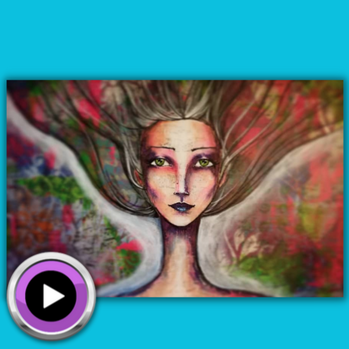 Mixed Media Whimsical Girl on Canvas with Spray Paint Project by Karen Campbell Artist