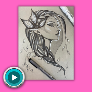 Toned paper woodland nymph drawing lesson with Karen Campbell Artist